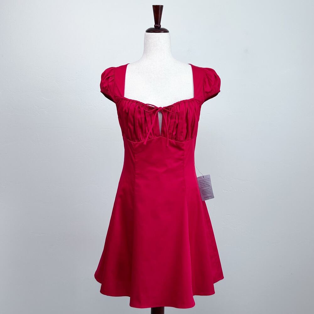 Astr The Label Medium Sexy Red Milkmaid Sweetheart Cap Sleeve Mini Dress NWT